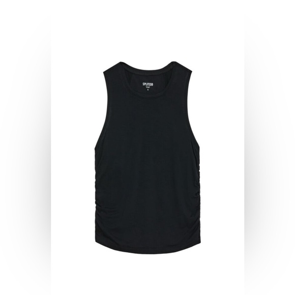 SPLITS59 Frida Ruched Racerback Black Tank - Picture 4 of 4